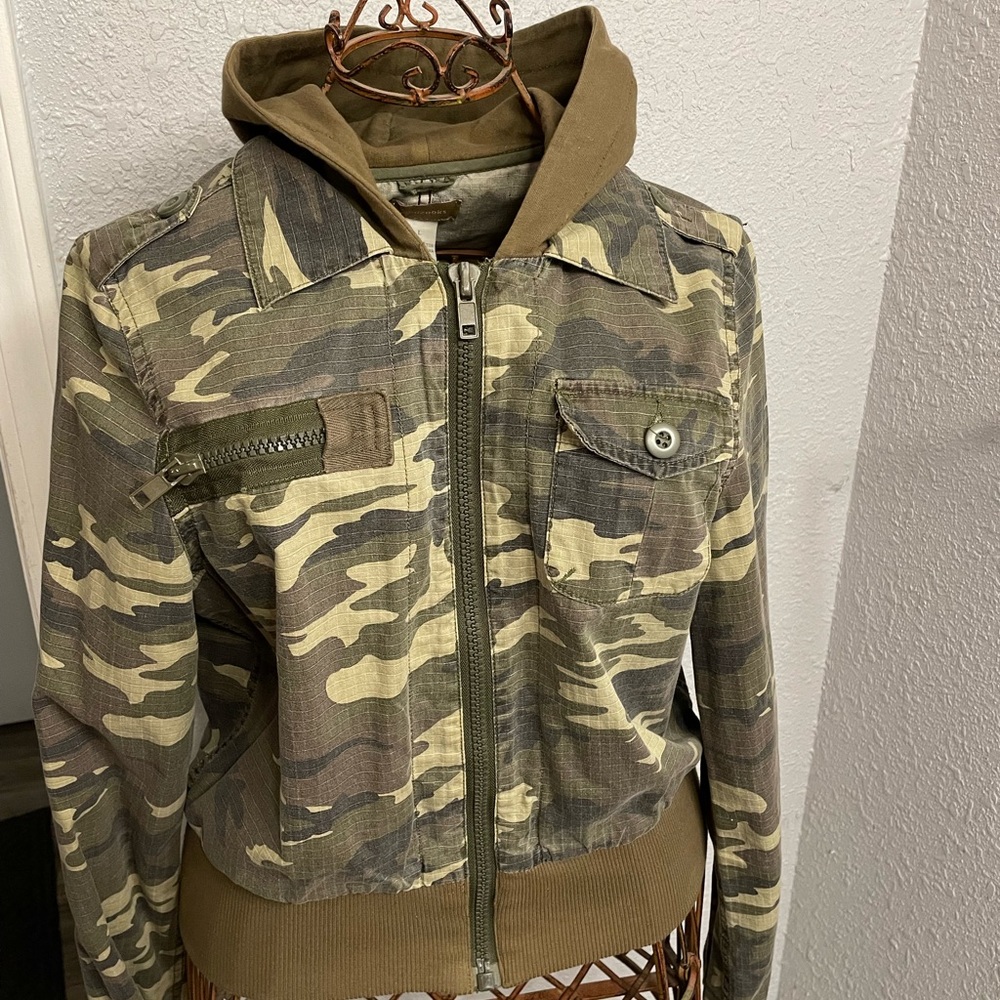 Women Camouflage Print Zipper Hoodie Jacket
